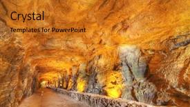  Presentation with blasting - PPT theme with blasting mine - interior of a cave tunnel background and a gold colored foreground