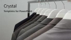  Presentation with dirty cloth - Audience pleasing theme consisting of blazers hanging on cloth hanger backdrop and a light gray colored foreground