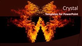  Presentation with flames - Beautiful slide set featuring blazing-flames-over-black-background backdrop and a tawny brown colored foreground