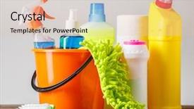  Presentation with light - PPT layouts enhanced with bleach chemicals - bucket with cleaning items background and a lemonade colored foreground