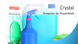  Presentation with liquid detergent - Audience pleasing slides consisting of bleach chemicals - canister with liquid and detergent backdrop and a  colored foreground