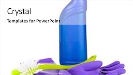  Presentation with toilet - Amazing theme having bleach chemicals - cleaning items and brush backdrop and a white colored foreground