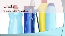  Presentation with surgical items - PPT theme having bleach chemicals - cleaning items isolated on white background and a  colored foreground