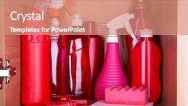  Presentation with cleaning - Amazing slide deck having bleach chemicals - cleaning products on shelf backdrop and a  colored foreground