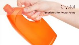  Presentation with waiter hand in white glove - Audience pleasing PPT layouts consisting of bleach chemicals - detergent in hand isolated backdrop and a  colored foreground