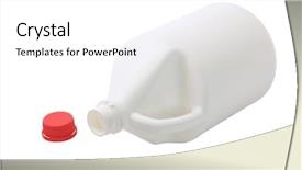  Presentation with plastic container - Slides having bleach chemicals - empty plastic container lying background and a white colored foreground