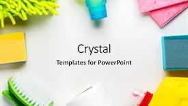  Presentation with white house - Amazing slide set having bleach chemicals - house cleaning products on white backdrop and a  colored foreground