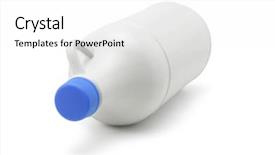  Presentation with household chemicals - Slides with bleach chemicals - plastic bottle of household detergent background and a white colored foreground