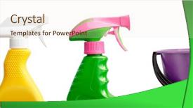  Presentation with bucket list adventure dreams goals - Presentation design consisting of bleach chemicals - three spray bottles and bucket background and a lemonade colored foreground