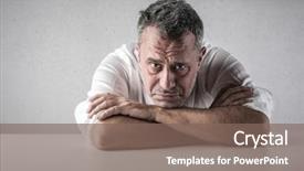 Presentation with 40s or 50s sad - Cool new PPT layouts with bleak - portrait of sad man backdrop and a  colored foreground