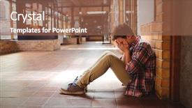  Presentation with sad - Presentation design consisting of bleak - sad schoolboy sitting alone background and a  colored foreground