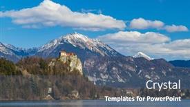  Presentation with alps - PPT layouts featuring bled-castle-and-julian-alps background and a ocean colored foreground