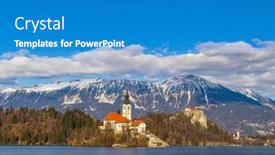  Presentation with church - Presentation design featuring bled-lake-with-bled-catle background and a teal colored foreground