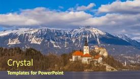  Presentation with alps - Slides with bled-lake-with-bled-catle background and a tawny brown colored foreground