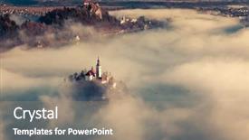  Presentation with amazing race - Amazing presentation theme having bledding - amazing sunrise at lake bled backdrop and a coral colored foreground