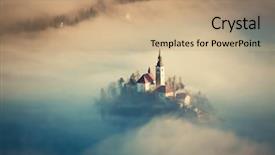  Presentation with sailing into sunrise - PPT theme featuring bledding - amazing sunrise at lake bled background and a coral colored foreground