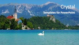  Presentation with europe - Colorful presentation theme enhanced with bledding - lake bled and mountains slovenia backdrop and a  colored foreground