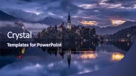  Presentation with 24 hours - PPT theme having bledding - lake bled slovenia - morning background and a navy blue colored foreground
