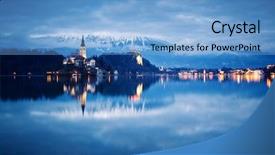  Presentation with fall lake - PPT theme with bledding - night scenery at bled lake background and a light blue colored foreground