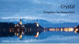  Presentation with fall lake - PPT theme enhanced with bledding - night scenery at bled lake background and a  colored foreground