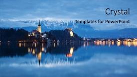  Presentation with fall lake - Presentation theme enhanced with bledding - night scenery at bled lake background and a light blue colored foreground