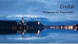  Presentation with fall lake - Presentation with bledding - night scenery at bled lake background and a light blue colored foreground