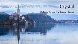  Presentation with fall lake - Presentation theme having bledding - night scenery at bled lake background and a light blue colored foreground