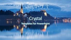  Presentation with fall lake - Beautiful slide set featuring bledding - night scenery at bled lake backdrop and a ocean colored foreground