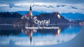 Presentation with fall lake - Slide set having bledding - night scenery at bled lake background and a ocean colored foreground
