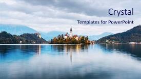  Presentation with pilgrimage - Beautiful presentation theme featuring bledding - picturesque autumn view of bled backdrop and a sky blue colored foreground