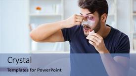  Presentation with mental healing - Slide set consisting of bleeding - young man recovering healing background and a teal colored foreground