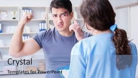  Presentation with black female - Slide deck featuring bleeding injuries - young man visiting female traumatologist background and a light blue colored foreground