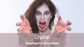  Presentation with horror - Presentation theme consisting of bleeding psychotic woman background and a coral colored foreground