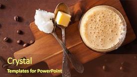  Presentation with coconut oil - Slide set having blends - bulletproof coffee keto paleo drink background and a tawny brown colored foreground