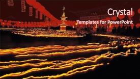  Presentation with korean - PPT theme enhanced with blessed birthday - korean tradition and symbol background and a wine colored foreground