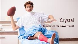  Presentation with treatment - PPT theme enhanced with blessure en football - injured man waiting treatment background and a  colored foreground