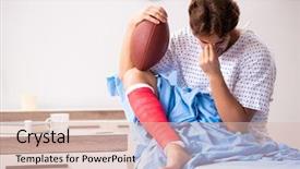  Presentation with treatment - Theme with blessure en football - injured man waiting treatment background and a lemonade colored foreground