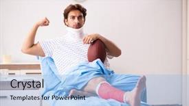  Presentation with treatment - Colorful PPT layouts enhanced with blessure en football - injured man waiting treatment backdrop and a  colored foreground