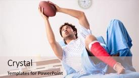  Presentation with psychology medical dementia treatment - Amazing PPT theme having blessure en football - injured man waiting treatment backdrop and a  colored foreground