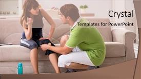  Presentation with sports injury - Audience pleasing theme consisting of blessure et traumatologie - concept of knee sports injury backdrop and a soft green colored foreground