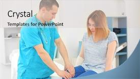  Presentation with patient and confidential - Amazing slide deck having blessure et traumatologie - orthopedist examining patient in clinic backdrop and a lemonade colored foreground