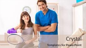  Presentation with tennis - PPT layouts with blessure et traumatologie - young tennis player visiting doctor background and a  colored foreground