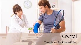  Presentation with tennis - Beautiful slides featuring blessure et traumatologie - young tennis player visiting doctor backdrop and a  colored foreground