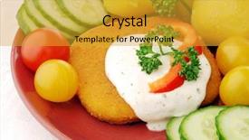  Presentation with pita bread on plate - Slide deck consisting of bleu yellow - detail of plate with breaded background and a  colored foreground