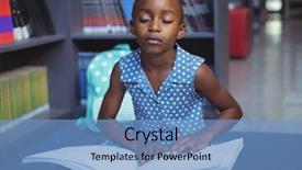  Presentation with girl reading - Slides enhanced with blind - girl reading braille book while background and a teal colored foreground