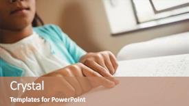  Presentation with blind - Slides enhanced with blind - girl using braille to read background and a coral colored foreground