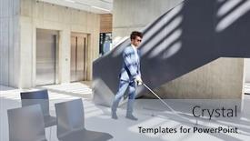  Presentation with cane - Beautiful presentation theme featuring blind-african-businessman-with-cane backdrop and a light gray colored foreground