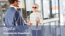  Presentation with talk - Cool new presentation with blind-elderly-woman-doing backdrop and a ocean colored foreground