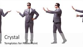  Presentation with blindfolded - Audience pleasing theme consisting of blind eyes - blindfolded businessman isolated on white backdrop and a white colored foreground