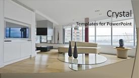  Presentation with apartments - PPT theme with round table tv - luxury penthouse apartments living room background and a light gray colored foreground